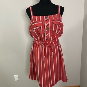 Red Striped Sleeveless Dress